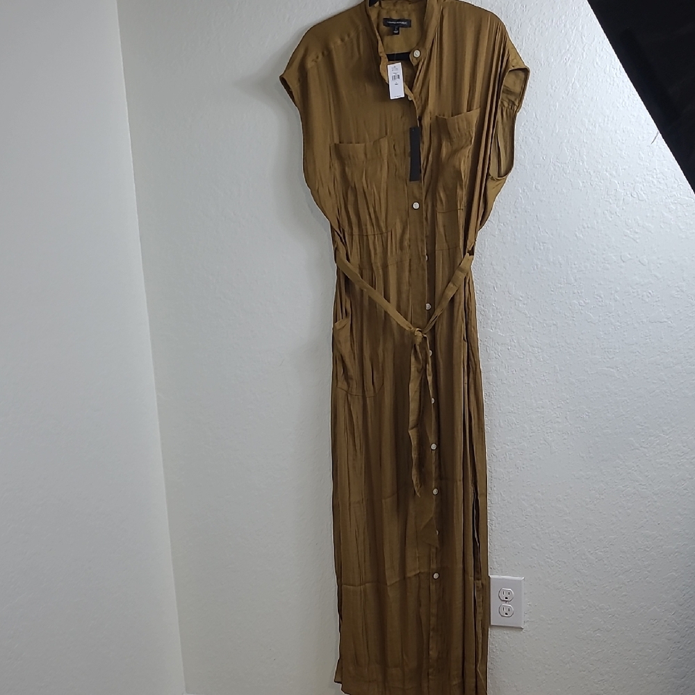Banana Republic Ravina Maxi Shirt Dress Casual , Work Earthy Mustard L - Picture 4 of 14